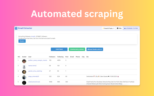Email Extractor Email Scraper and Extractor for Social Media  from Chrome web store to be run with OffiDocs Chromium online