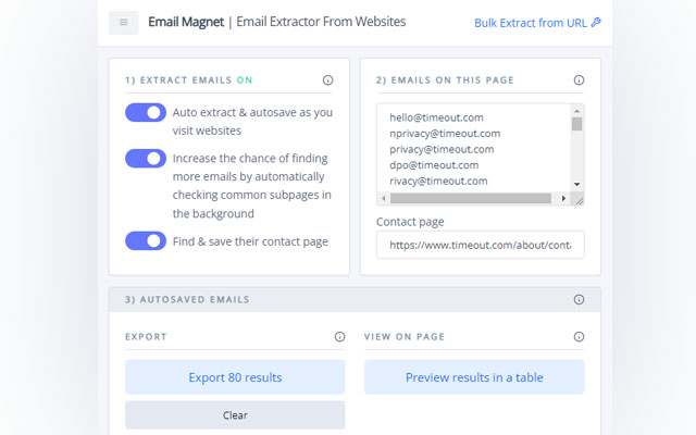 Email Extractor From Websites | Email Magnet  from Chrome web store to be run with OffiDocs Chromium online