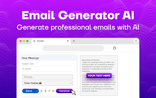 Email Generator AI  from Chrome web store to be run with OffiDocs Chromium online