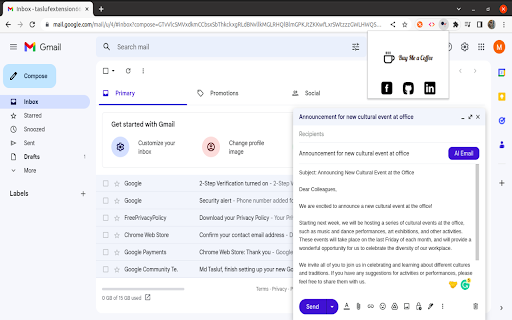 Email GPT  from Chrome web store to be run with OffiDocs Chromium online