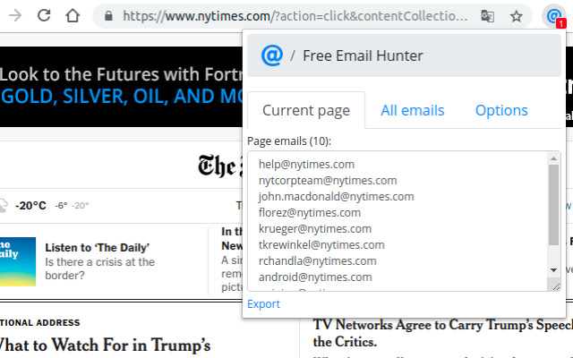 Email Hunter  from Chrome web store to be run with OffiDocs Chromium online