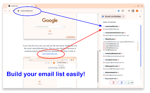 Email List Builder Email Extractor  from Chrome web store to be run with OffiDocs Chromium online