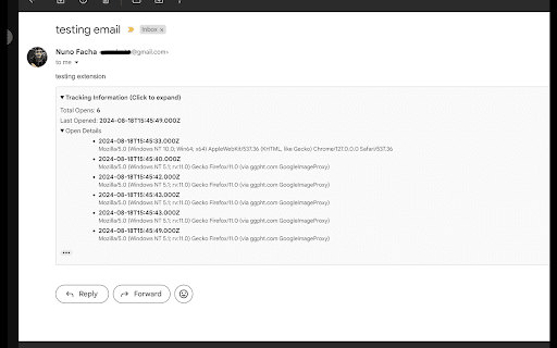 Email Open Tracker (GMAIL) emailopentracker.com  from Chrome web store to be run with OffiDocs Chromium online