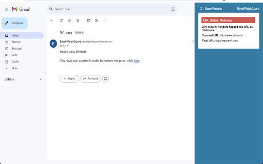 EmailPhishGuard  from Chrome web store to be run with OffiDocs Chromium online