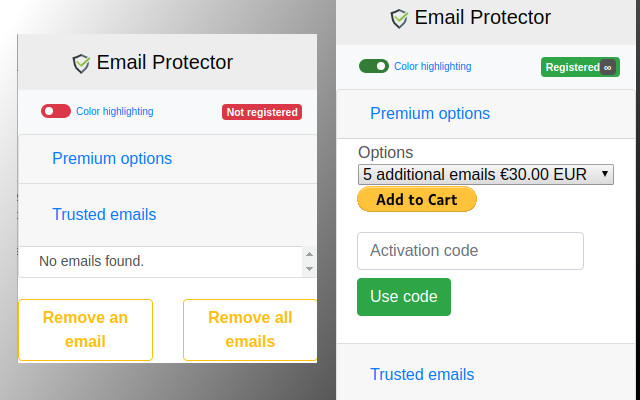 Email Protector  from Chrome web store to be run with OffiDocs Chromium online