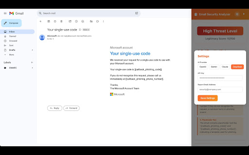 Email Security Analyzer  from Chrome web store to be run with OffiDocs Chromium online