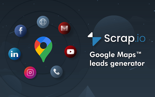 Emails on Google Maps for free Scrap.io Maps Connect  from Chrome web store to be run with OffiDocs Chromium online