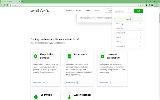 Email Verify  from Chrome web store to be run with OffiDocs Chromium online