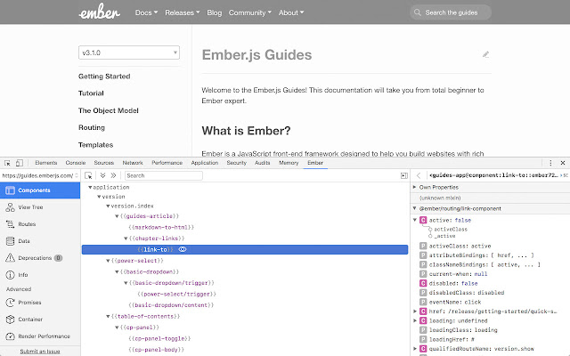Ember Inspector  from Chrome web store to be run with OffiDocs Chromium online