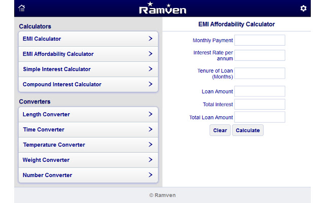 EMI Affordability Calculator  from Chrome web store to be run with OffiDocs Chromium online