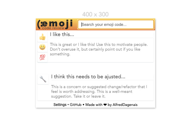 Emoji Code Review Browser Extension  from Chrome web store to be run with OffiDocs Chromium online