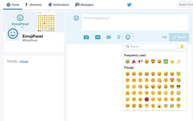 EmojiPanel for Twitter (Previously EmojiT)  from Chrome web store to be run with OffiDocs Chromium online
