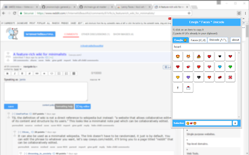 Emojis / Lenny Faces / Unicode / Dingbats  from Chrome web store to be run with OffiDocs Chromium online