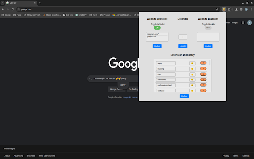 Emoji Type  from Chrome web store to be run with OffiDocs Chromium online