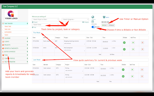 Employee Time Tracker  from Chrome web store to be run with OffiDocs Chromium online