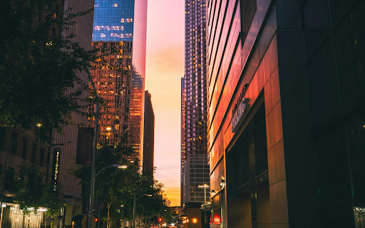 Empty Street Between High Rise Buildings during Nighttime  from Chrome web store to be run with OffiDocs Chromium online