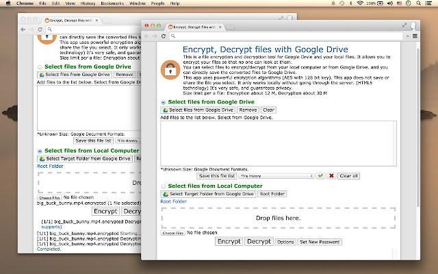 Encrypt, Decrypt files with Drive  from Chrome web store to be run with OffiDocs Chromium online