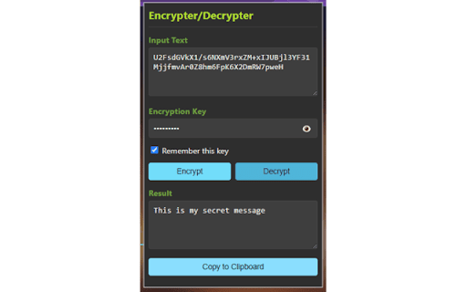 Encrypt/Decrypt Tool  from Chrome web store to be run with OffiDocs Chromium online
