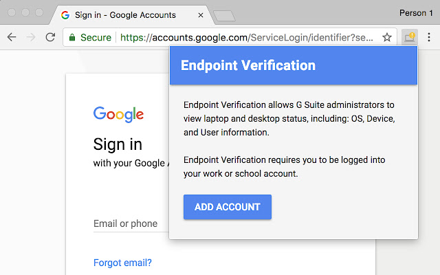 Endpoint Verification  from Chrome web store to be run with OffiDocs Chromium online