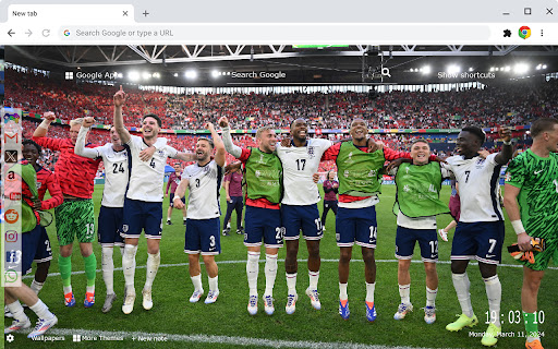 England National Football Team Euro 2024 New Tab Extension  from Chrome web store to be run with OffiDocs Chromium online