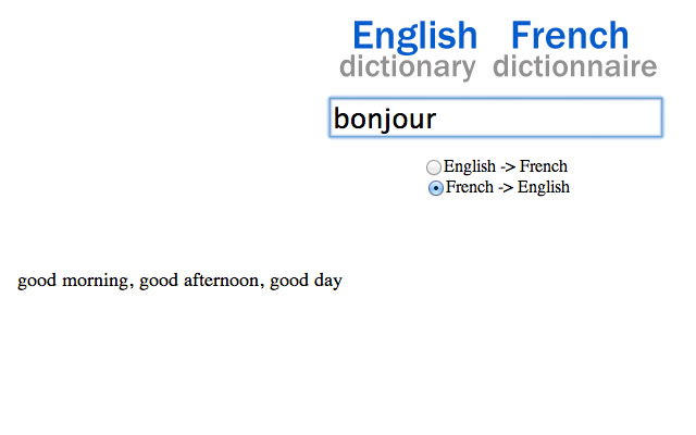 English French Dictionary  from Chrome web store to be run with OffiDocs Chromium online