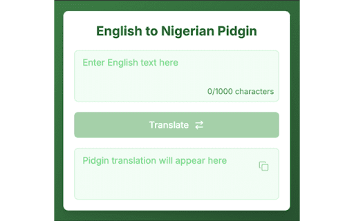 English to Nigerian Pidgin Translator  from Chrome web store to be run with OffiDocs Chromium online