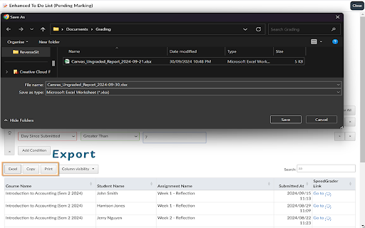 Enhanced Canvas LMS To Do (Ungraded List)  from Chrome web store to be run with OffiDocs Chromium online