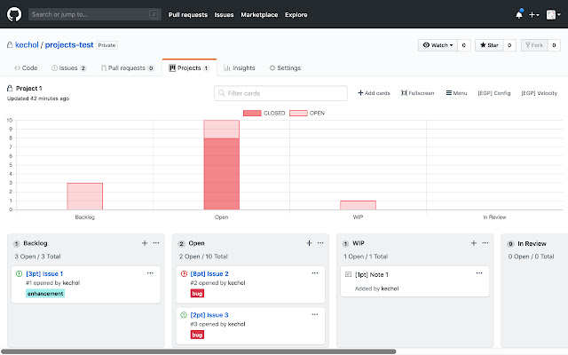 Enhanced GitHub Projects  from Chrome web store to be run with OffiDocs Chromium online