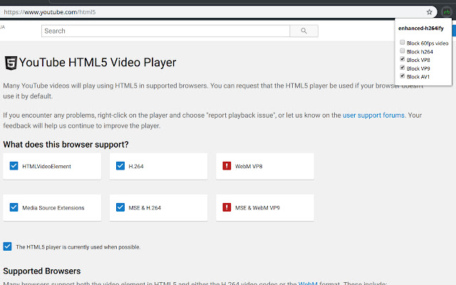 enhanced h264ify  from Chrome web store to be run with OffiDocs Chromium online