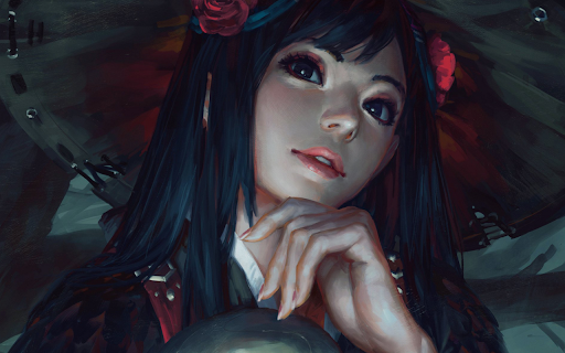 Enigmatic Portrait with Roses  from Chrome web store to be run with OffiDocs Chromium online