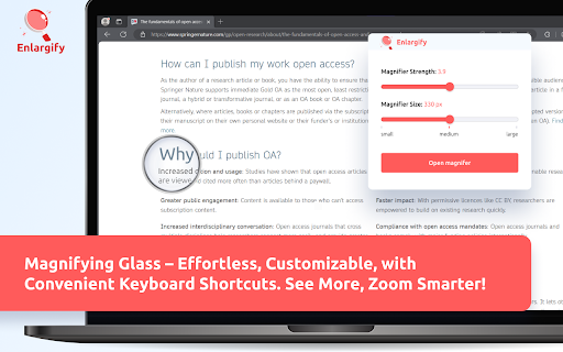 Enlargify Magnifying Glass  from Chrome web store to be run with OffiDocs Chromium online