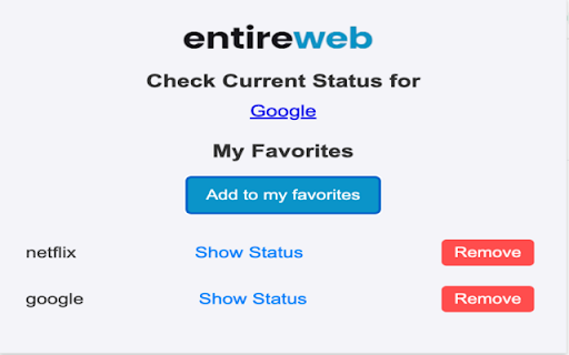Entireweb Status Checker  from Chrome web store to be run with OffiDocs Chromium online