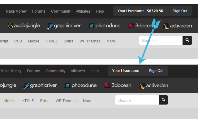 Envato Balance Hider  from Chrome web store to be run with OffiDocs Chromium online