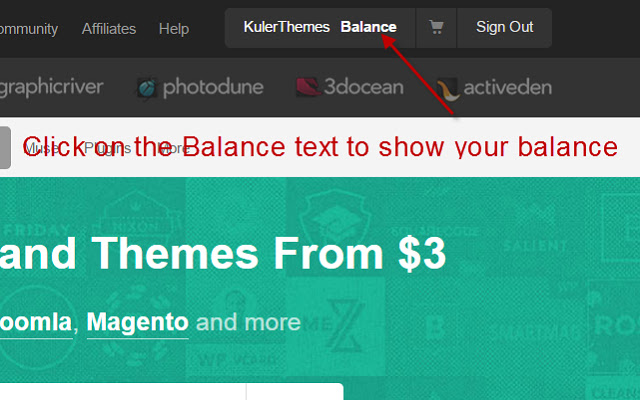 Envato Balance Toggle  from Chrome web store to be run with OffiDocs Chromium online