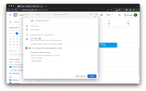 Envoy for Google Calendar (EU)  from Chrome web store to be run with OffiDocs Chromium online