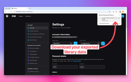 Epic Games Library Exporter  from Chrome web store to be run with OffiDocs Chromium online