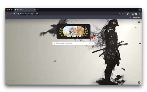 Epic samurai with crow  from Chrome web store to be run with OffiDocs Chromium online