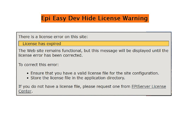 Epi Easy Dev Hide License Warning  from Chrome web store to be run with OffiDocs Chromium online