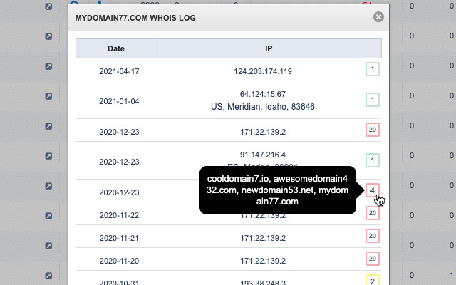 Epik WHOIS Lookups IP Location Info  Count  from Chrome web store to be run with OffiDocs Chromium online