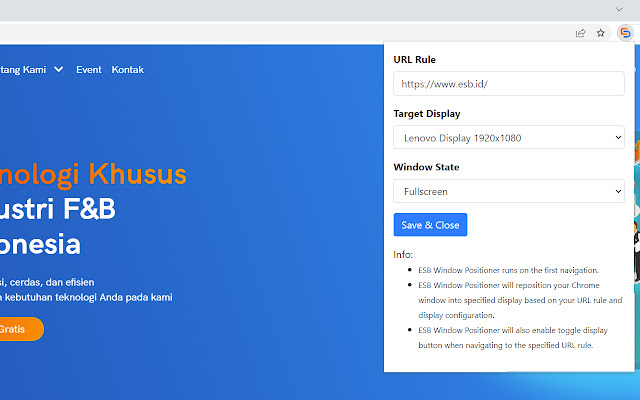 ESB Window Positioner  from Chrome web store to be run with OffiDocs Chromium online