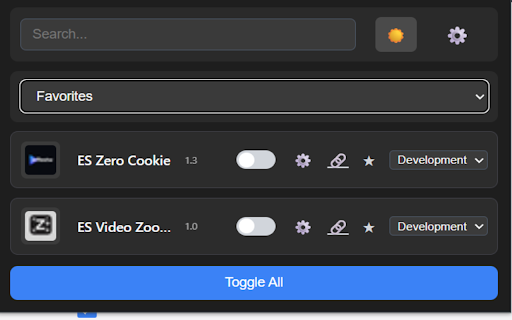 Es Extension Manager  from Chrome web store to be run with OffiDocs Chromium online
