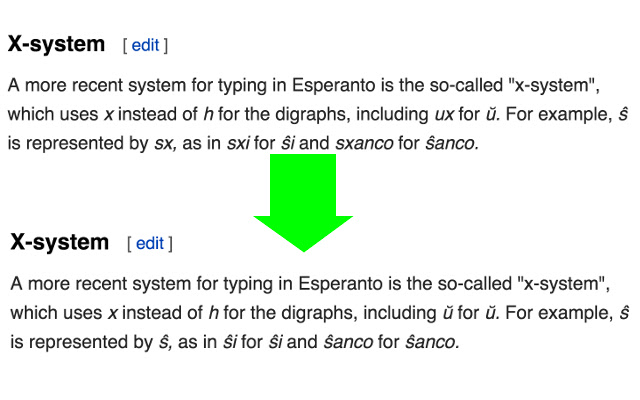 Esperanto x system to Unicode  from Chrome web store to be run with OffiDocs Chromium online