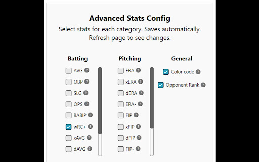ESPN Fantasy Baseball Advanced Statistics  from Chrome web store to be run with OffiDocs Chromium online