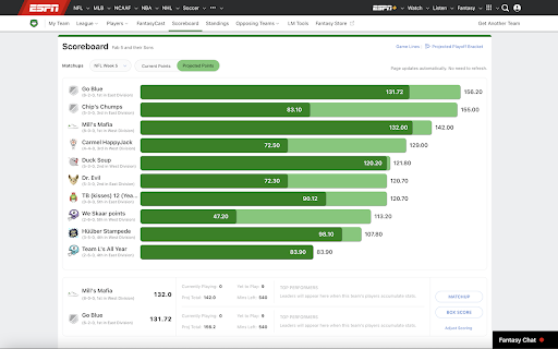 ESPN Fantasy Football League Scoreboard  from Chrome web store to be run with OffiDocs Chromium online