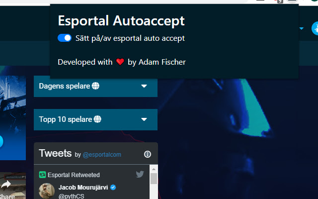 Esportal AutoAccept من متجر Chrome الإلكتروني ليتم تشغيله مع OffiDocs Chromium عبر الإنترنت