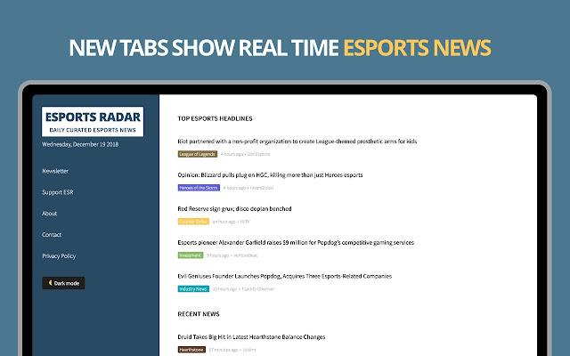 يتم تشغيل esports Radar من متجر Chrome الإلكتروني مع OffiDocs Chromium عبر الإنترنت