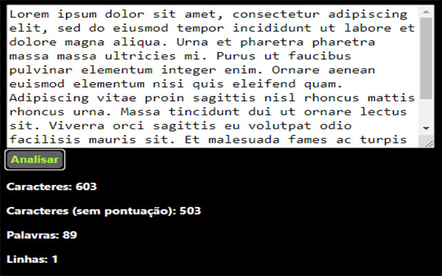 Estatísticas de texto  from Chrome web store to be run with OffiDocs Chromium online