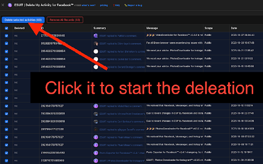 ESUIT | Delete My Activity for Facebook™  from Chrome web store to be run with OffiDocs Chromium online