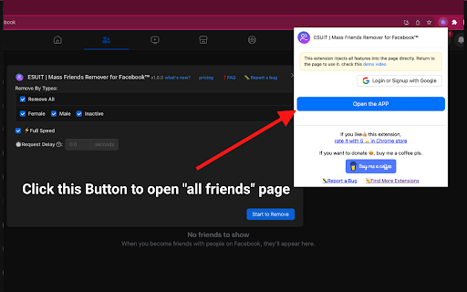 ESUIT | Mass Friends Remover for Facebook™  from Chrome web store to be run with OffiDocs Chromium online