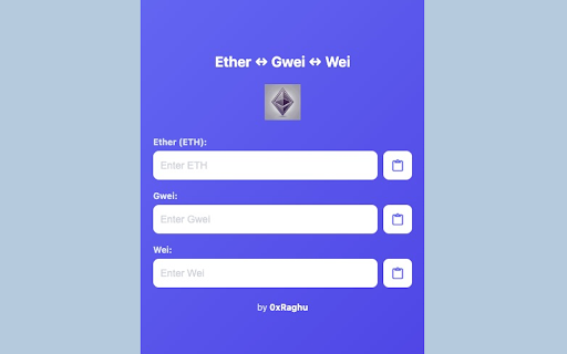Ether ↔ Gwei ↔ Wei Converter  from Chrome web store to be run with OffiDocs Chromium online